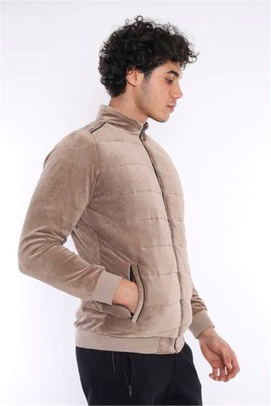 Escetic Mink Men's Sports Slimfit Stand-up Collar Plush Lined Plain Velvet Winter Coat 6706 - photo 4