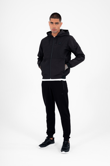 Чоловіча чорна вітрівка-дощовик, тонка куртка з капюшоном, 2 кишені з малюнком і підкладкою 6722 - фото 5