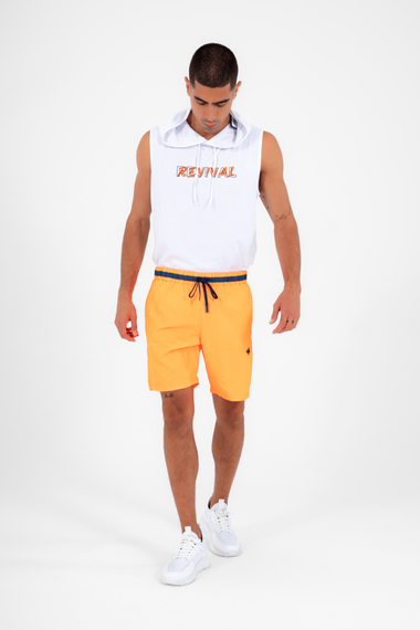 Escetic Orange Men's Casual 3 Pocket Marathon Fabric Sea Fitness Mesh Lined Sports Shorts B1378 - photo 2