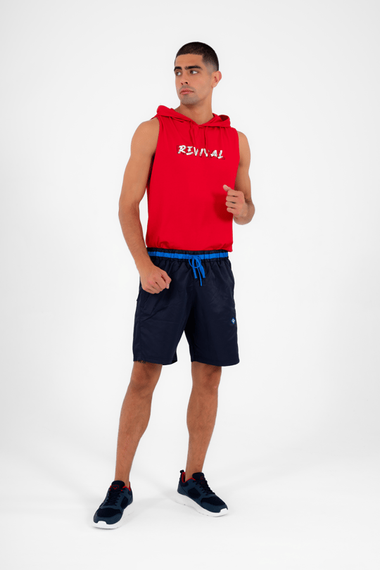 Escetic Navy Blue Men's Casual 3 Pocket Marathon Fabric Sea Fitness Mesh Lined Sports Shorts B1378 - photo 1