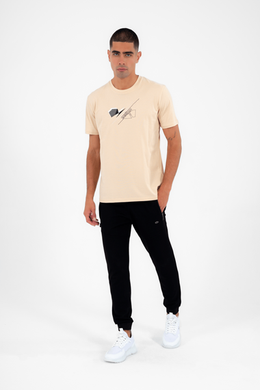 Escetic Men's Beige Sports O Neck Slimfit Breathable Cotton Aves Fabric T-Shirt T0046 - photo 1
