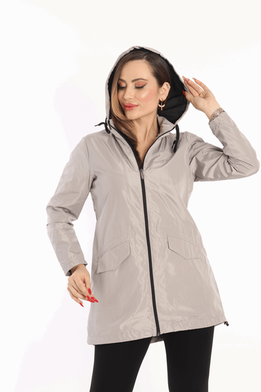 Escetic Toprak Women's Removable Hooded Mesh Lined Water Repellent Windbreaker Thin Jacket 7085 - photo 4