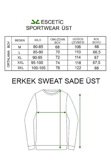 Escetic Black Men's Slimfit Pocketed 2 Thread 4 Seasons Hooded Sports Sweat 0949 - photo 2