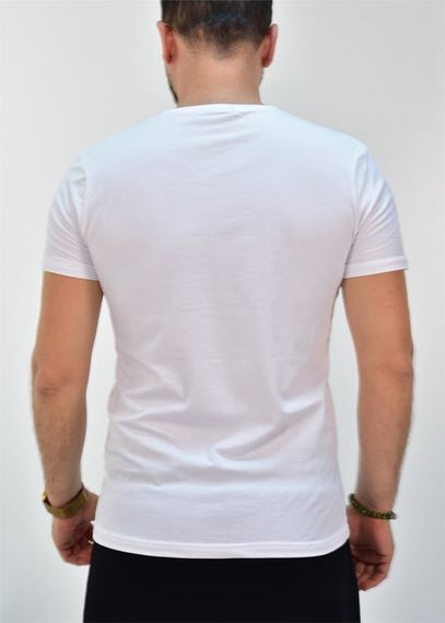 Белая мужская приталенная футболка из 95% хлопка с короткими рукавами и круглым вырезом, 1994 г. - фото 4