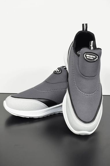Escetic Erkek Antrasit-Beyaz Sneaker Yumuşak Taban Bağcıksız Spor Ayakkabı AY0003 - fotoğraf 1