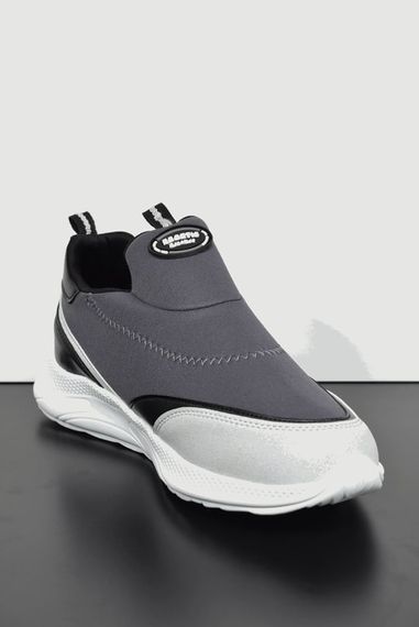 Escetic Erkek Antrasit-Beyaz Sneaker Yumuşak Taban Bağcıksız Spor Ayakkabı AY0003 - fotoğraf 3