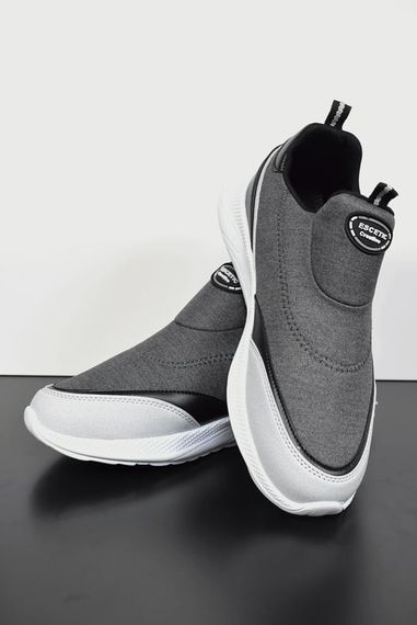 Escetic Erkek Füme-Beyaz Sneaker Yumuşak Taban Bağcıksız Spor Ayakkabı AY0003 - fotoğraf 1