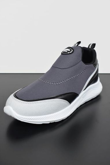Escetic Erkek Antrasit-Beyaz Sneaker Yumuşak Taban Bağcıksız Spor Ayakkabı AY0003 - fotoğraf 4