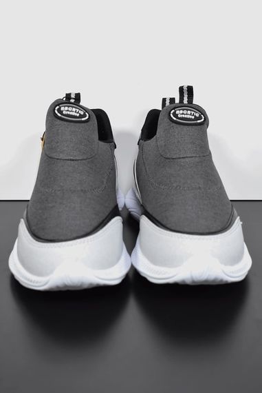 Escetic Erkek Füme-Beyaz Sneaker Yumuşak Taban Bağcıksız Spor Ayakkabı AY0003 - fotoğraf 2
