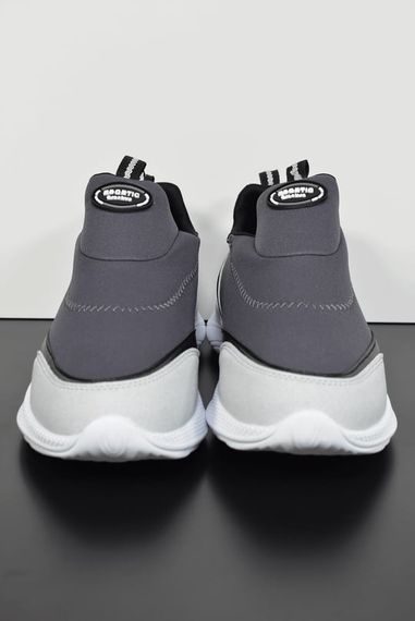 Escetic Erkek Antrasit-Beyaz Sneaker Yumuşak Taban Bağcıksız Spor Ayakkabı AY0003 - fotoğraf 5