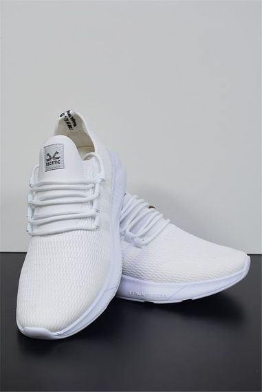 Escetic Beyaz Erkek Sneaker Hafif Yumuşak Taban Bağcıklı Spor Ayakkabı AY0006 - fotoğraf 1
