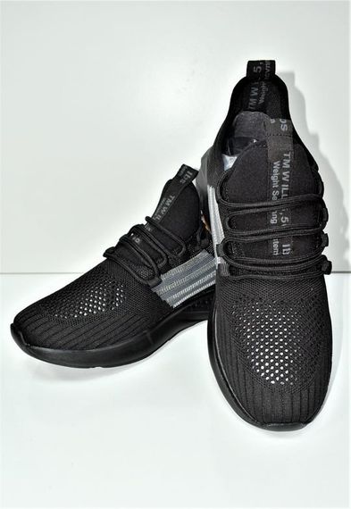 Escetic Siyah Erkek Sneaker Yumuşak Taban Triko Gövde Spor Ayakkabı AY0002 - fotoğraf 3