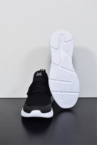 Escetic Siyah-Beyaz Erkek Sneaker Hafif Yumuşak Taban Bağcıklı Spor Ayakkabı AY0006 - fotoğraf 5