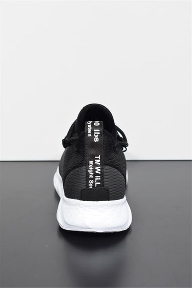 Escetic Siyah-Beyaz Erkek Sneaker Hafif Yumuşak Taban Bağcıklı Spor Ayakkabı AY0006 - fotoğraf 4