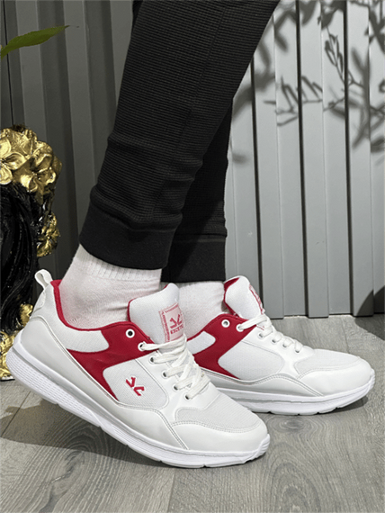 Escetic Beyaz Kırmızı Erkek Anorak Gövde Yazlık Sneaker Hafif Spor Ayakkabı AY0012 - fotoğraf 1
