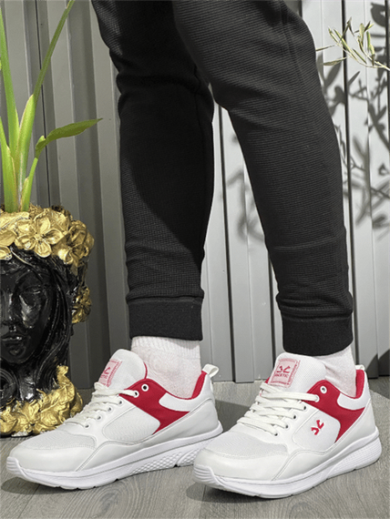 Escetic Beyaz Kırmızı Erkek Anorak Gövde Yazlık Sneaker Hafif Spor Ayakkabı AY0012 - fotoğraf 2