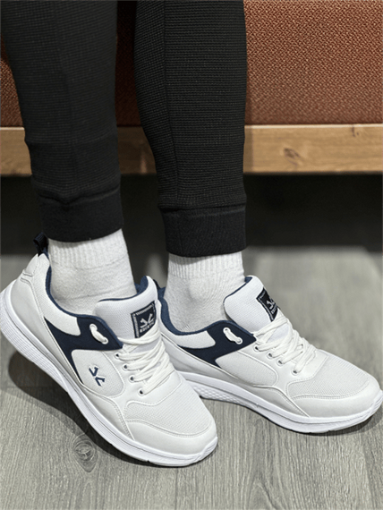 Escetic Beyaz Lacivert Erkek Anorak Gövde Yazlık Sneaker Hafif Spor Ayakkabı AY0012 - fotoğraf 2