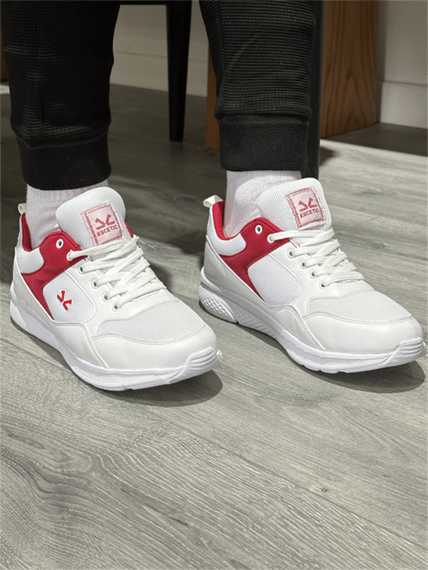 Escetic Beyaz Kırmızı Erkek Anorak Gövde Yazlık Sneaker Hafif Spor Ayakkabı AY0012 - fotoğraf 3