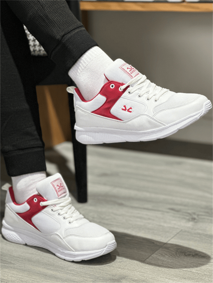 Escetic Beyaz Kırmızı Erkek Anorak Gövde Yazlık Sneaker Hafif Spor Ayakkabı AY0012 - fotoğraf 4