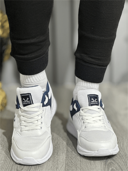 Escetic Beyaz Lacivert Erkek Anorak Gövde Yazlık Sneaker Hafif Spor Ayakkabı AY0012 - fotoğraf 5