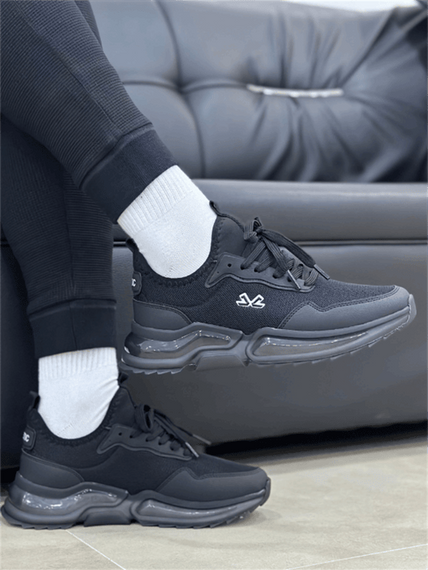 Escetic Siyah Beyaz Erkek Anorak Gövde Yazlık Jel Taban Sneaker Spor Ayakkabı AY0013 - fotoğraf 3