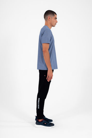 Escetic Мужская темно-синяя спортивная футболка с круглым вырезом Slimfit из дышащей хлопковой ткани Aves T0046 - фото 4
