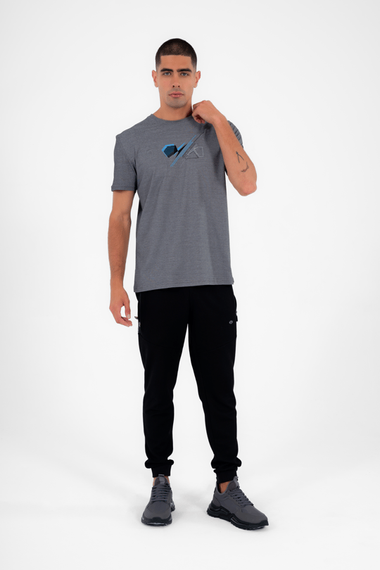 Escetic Мужская черная спортивная футболка с круглым вырезом Slimfit из дышащей хлопковой ткани Aves T0046 - фото 1