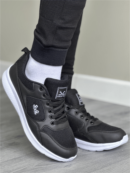 Escetic Siyah Beyaz Erkek Anorak Gövde Yazlık Sneaker Hafif Spor Ayakkabı AY0012 - fotoğraf 4