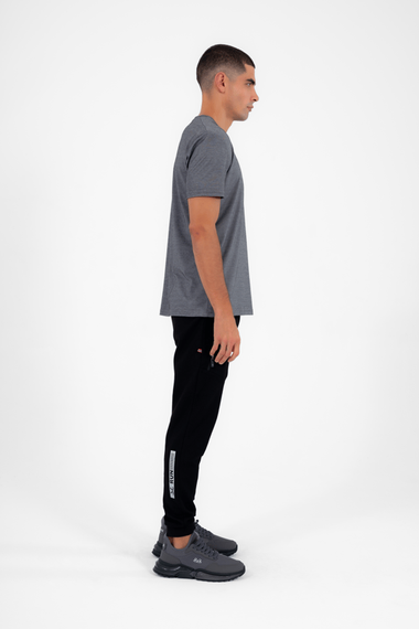 Escetic Мужская черная спортивная футболка с круглым вырезом Slimfit из дышащей хлопковой ткани Aves T0046 - фото 4