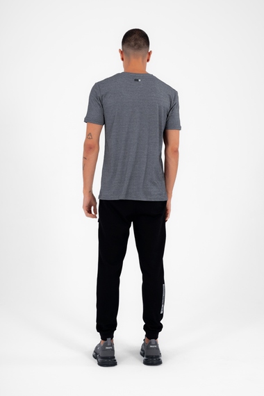 Escetic Мужская черная спортивная футболка с круглым вырезом Slimfit из дышащей хлопковой ткани Aves T0046 - фото 5