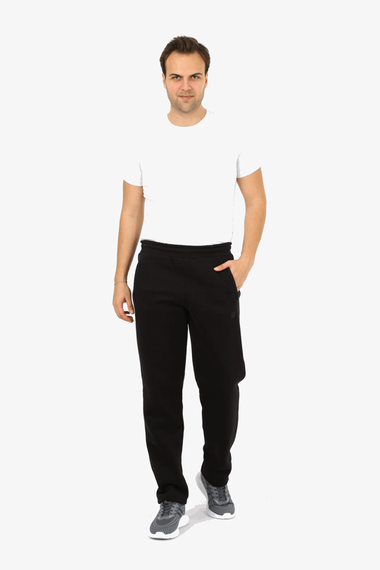 Escetic черные мужские повседневные зимние толстые спортивные спортивные штаны на флисовой подкладке с 3 нитками B1294 - фото 2