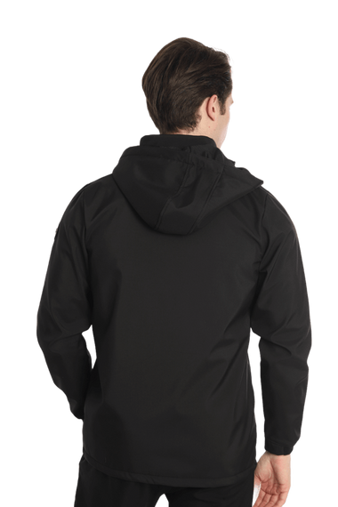 Escetic Мужское черное съемное спортивное пальто из софтшелла со съемным капюшоном и 2 карманами, водоотталкивающее, ветрозащитное, 7090 - фото 4