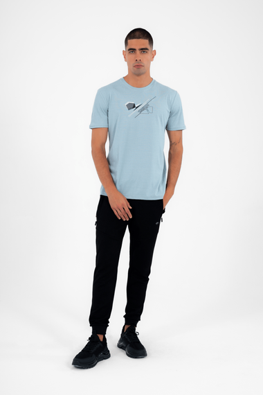 Escetic Мужская бензиновая спортивная футболка с круглым вырезом Slimfit из дышащей хлопковой ткани Aves T0046 - фото 1