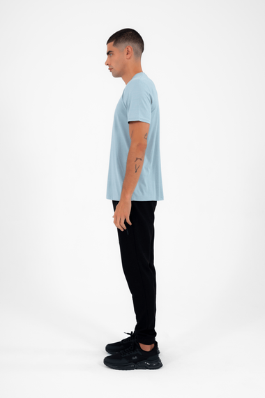 Escetic Мужская бензиновая спортивная футболка с круглым вырезом Slimfit из дышащей хлопковой ткани Aves T0046 - фото 5