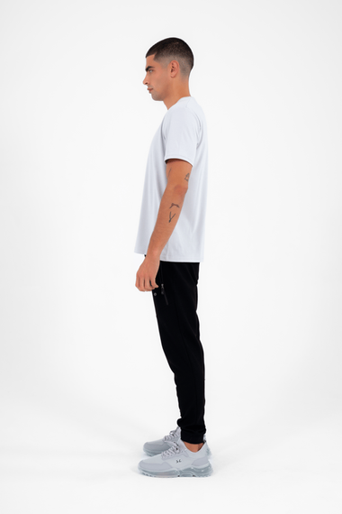 Escetic Мужская серая спортивная футболка с круглым вырезом Slimfit из дышащей хлопковой ткани Aves T0046 - фото 5