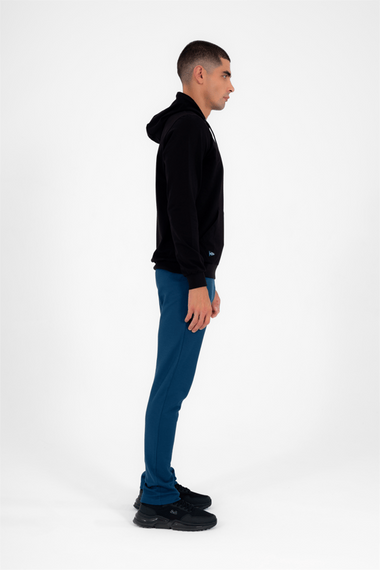Черный мужской спортивный свитшот с капюшоном Escetic Slimfit с карманами, 2 нитки, 4 сезона, 0949 - фото 3