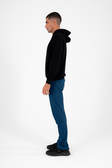 Черный мужской спортивный свитшот с капюшоном Escetic Slimfit с карманами, 2 нитки, 4 сезона, 0949 - фото 5