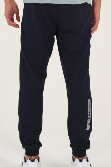 Men's Navy Blue Slimfit 2 Thread 4 Seasons Breathable Cotton Patchy Fabric Sports Sweatpants 1879 - photo 4