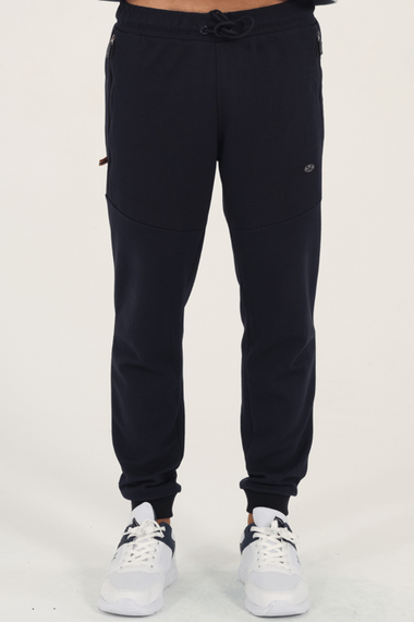 Men's Navy Blue Slimfit 2 Thread 4 Seasons Breathable Cotton Patchy Fabric Sports Sweatpants 1879 - photo 1