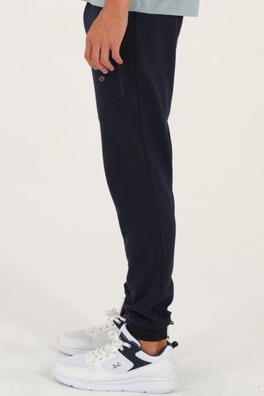 Men's Navy Blue Slimfit 2 Thread 4 Seasons Breathable Cotton Patchy Fabric Sports Sweatpants 1879 - photo 5