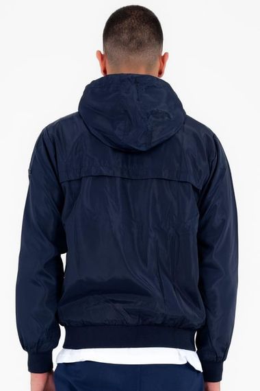 Escetic Navy Blue Men's Windbreaker Fixed Hooded Patterned Lined Water Repellent Seasonal Thin Jacket 6569 - photo 2