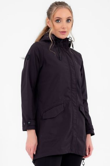 Escetic Dark Gray Removable Hooded 2 Pockets Water and Windproof Women's Softshell Coat 6331 - photo 1