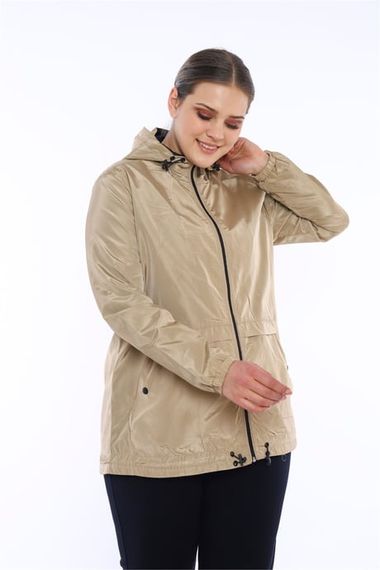 Escetic Mink Women's Oversize Windbreaker Hard Hooded Lined Water Repellent Seasonal Thin Jacket 6575 - photo 1