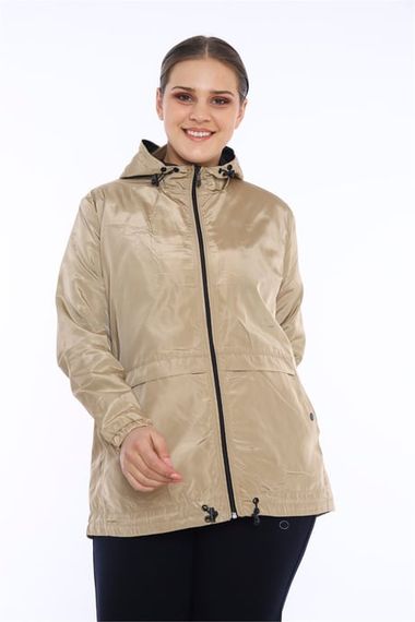 Escetic Mink Women's Oversize Windbreaker Hard Hooded Lined Water Repellent Seasonal Thin Jacket 6575 - photo 5