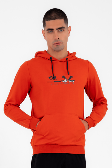 Escetic Erkek Slimfit Kiremit Cepli, 2 İplik Kapüşonlu Spor Sweatshirt 0950 - fotoğraf 1