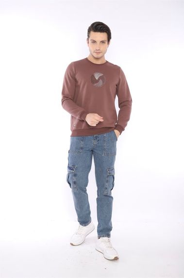 Escetic Brown Men's Winter Slimfit 3 Thread Fleece Breathable Sports Sweatshirt 0939 - photo 2