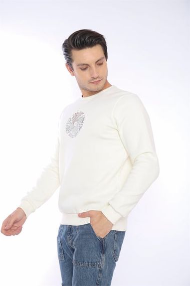 Escetic Ecru Men's Winter Slimfit 3 Thread Fleece Breathable Sports Sweatshirt 0939 - photo 5