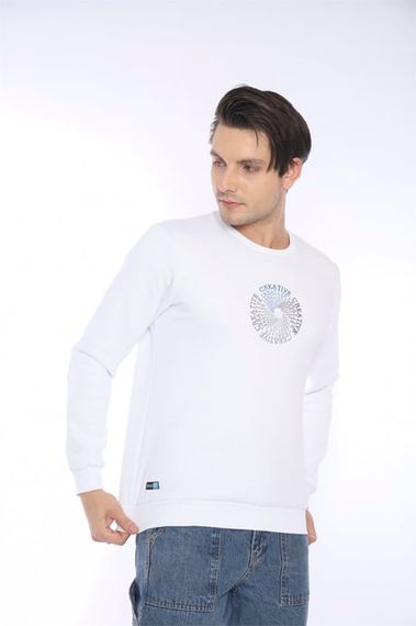 Escetic White Men's Winter Slimfit 3 Thread Fleece Breathable Sports Sweatshirt 0939 - photo 3