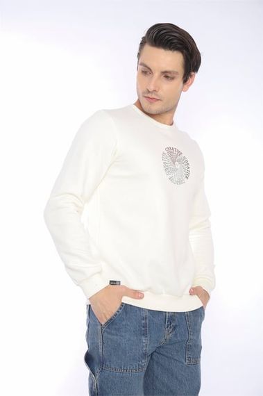 Escetic Ecru Men's Winter Slimfit 3 Thread Fleece Breathable Sports Sweatshirt 0939 - photo 1