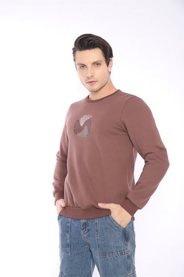 Escetic Brown Men's Winter Slimfit 3 Thread Fleece Breathable Sports Sweatshirt 0939 - photo 5